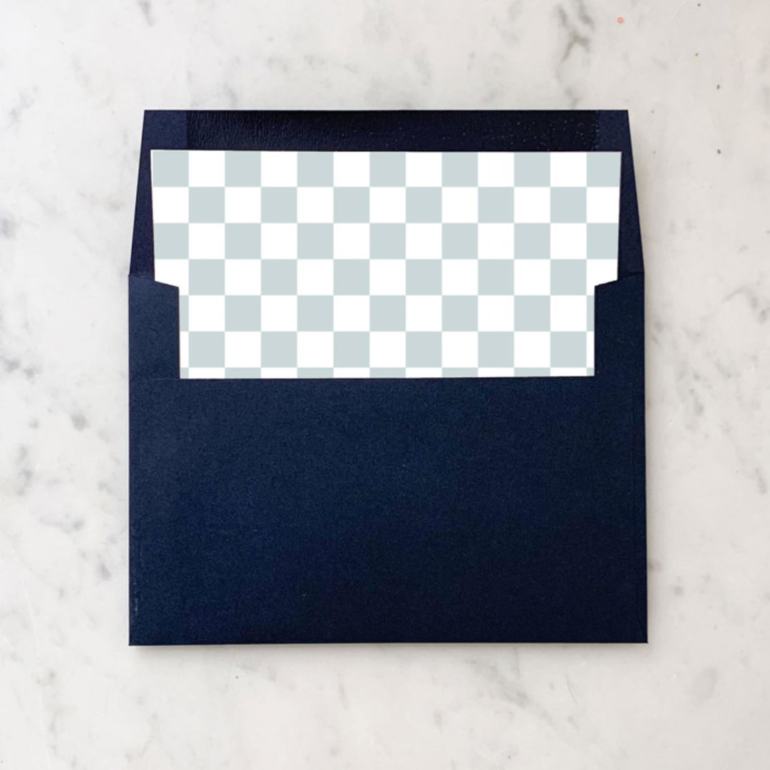 "A7 Envelope Liners Dusty Blue Checkerboard Square Flap (set of 10)" - Envelope Liners in blue by Design by Laney