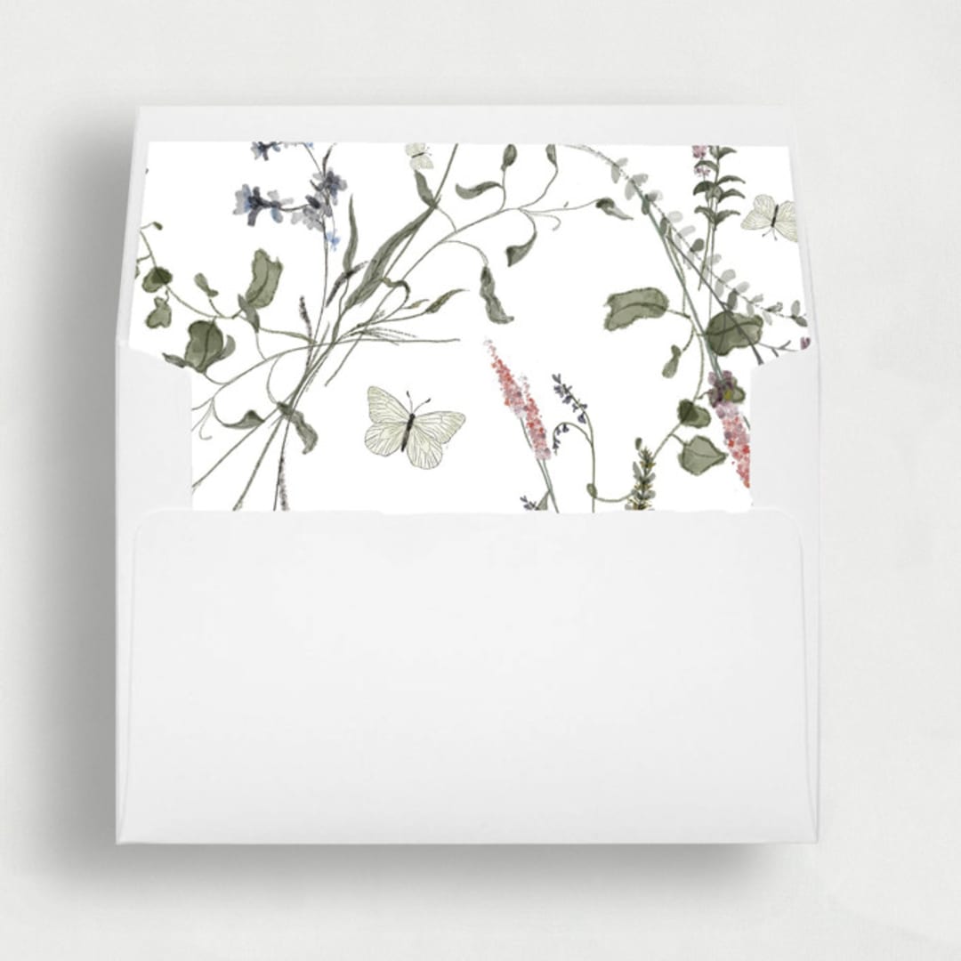 "Wildflower Butterly | Set of 25 Envelope Liners" - Envelope Liners in multicolor by Nikki Turner