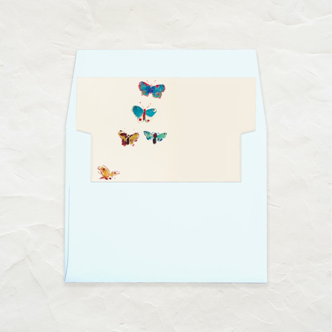 "A7 Envelope Liners Square Flap // Five Butterflies (Set of 25)" - Envelope Liners in multicolorassorted-colors by Clover and Lamb