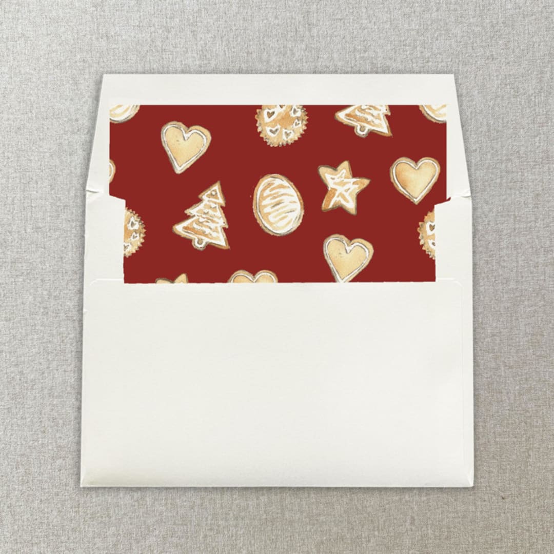 "Red Sugar Cookies Square Envelope Liner | Set of 10" - Envelope Liners in red by Cotton and Bow