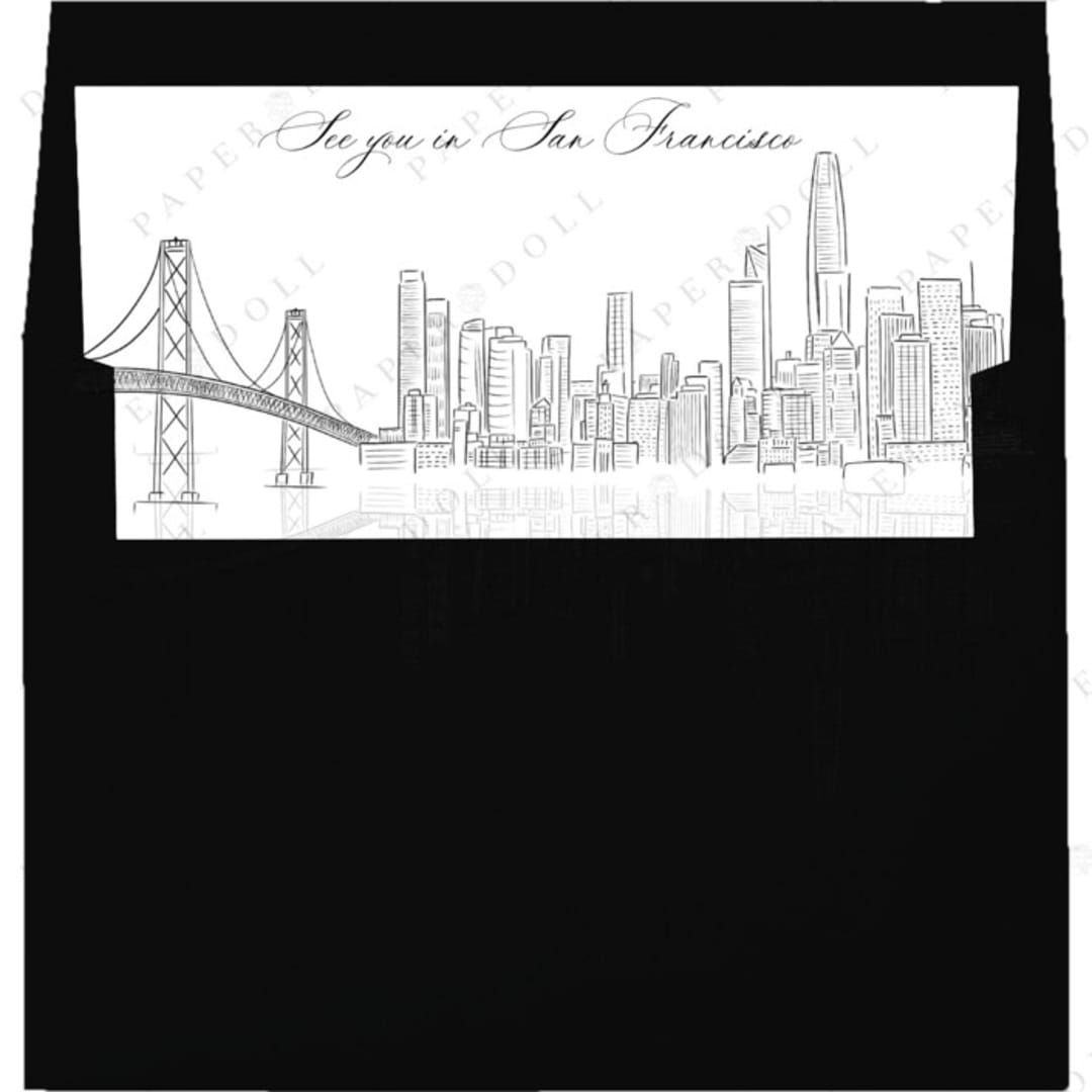 "San Francisco Skyline Envelope Liner with custom text/saying | Set of 10 | For 5x7 Minted Square Flap Envelope" - Envelope Liners in white by Kimee Meyer