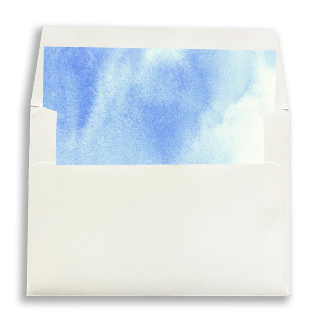 "Blue Watercolor Square Envelope Liner | Set of 10 | For 5x7” invitations " - Envelope Liners in blue by Cotton and Bow