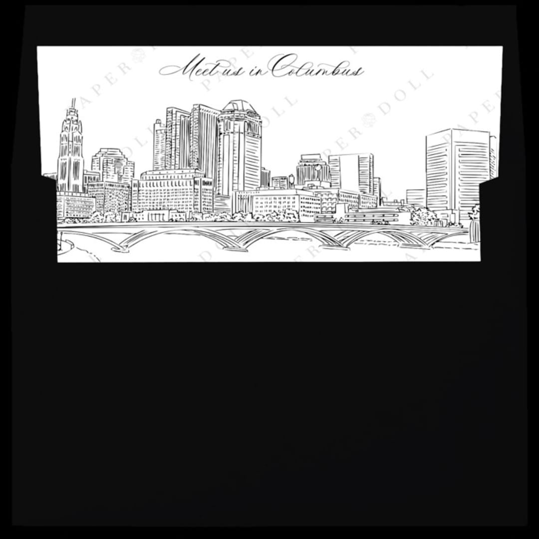 "Columbus Ohio Skyline Envelope Liner with custom text/saying | Set of 10 | For 5x7 Minted Square Flap Envelope" - Envelope Liners in white by Kimee Meyer