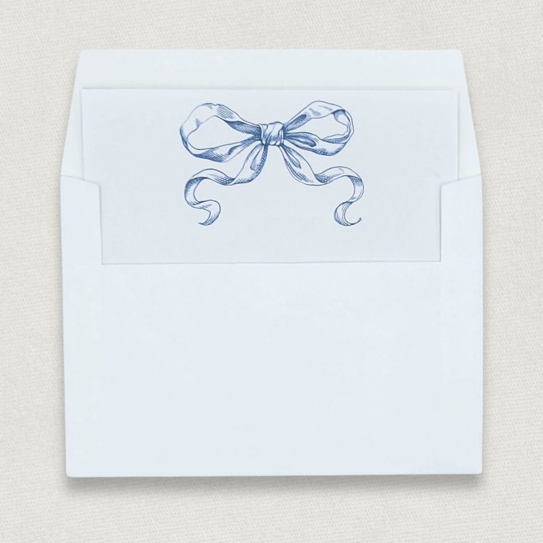 "A7 Blue Watercolor Bow Square Envelope Liners (Set of 10)" - Envelope Liners in blue by Caroline Russo