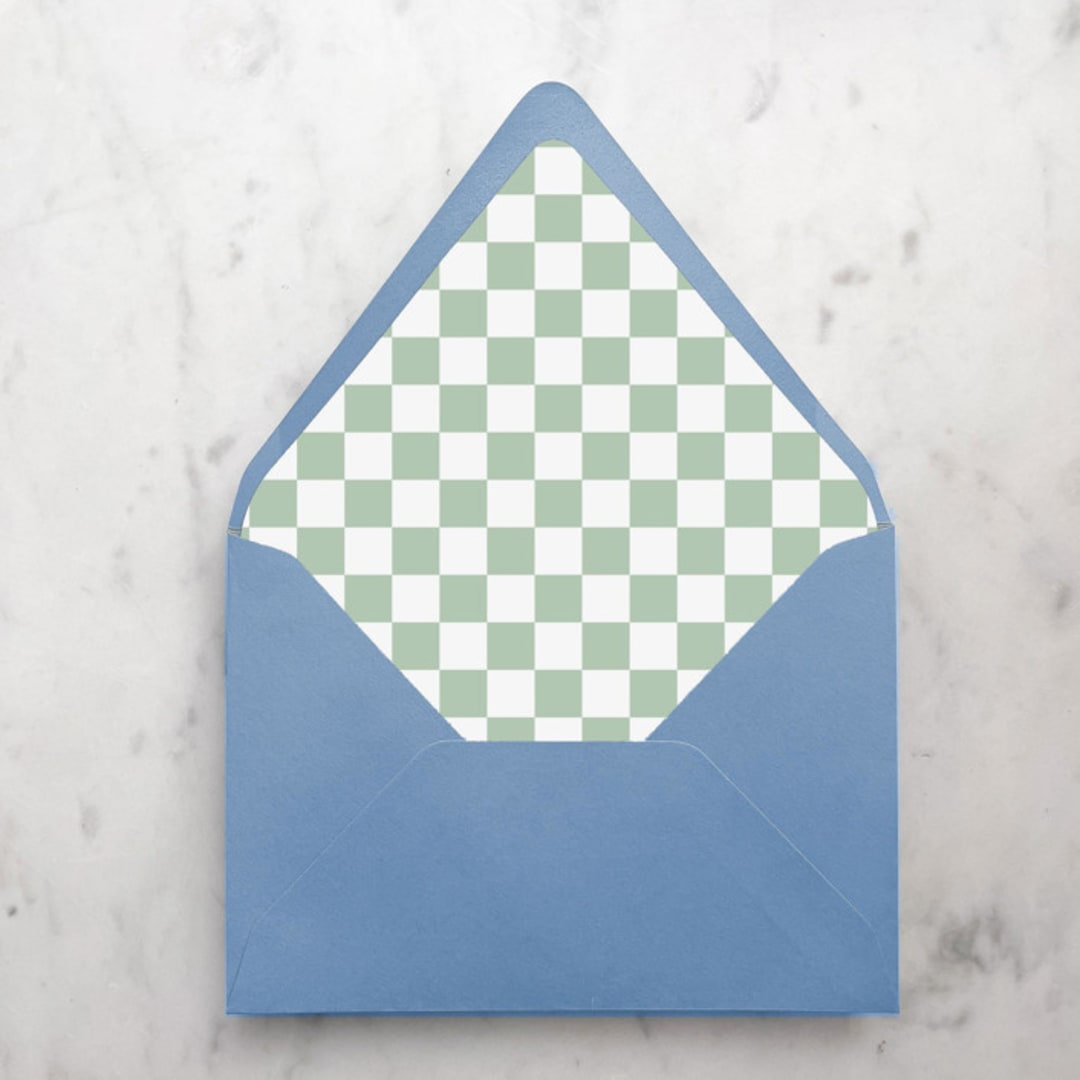 "A7 Envelope Liners Sage Green Checkerboard (set of 10)" - Envelope Liners in green by Design by Laney