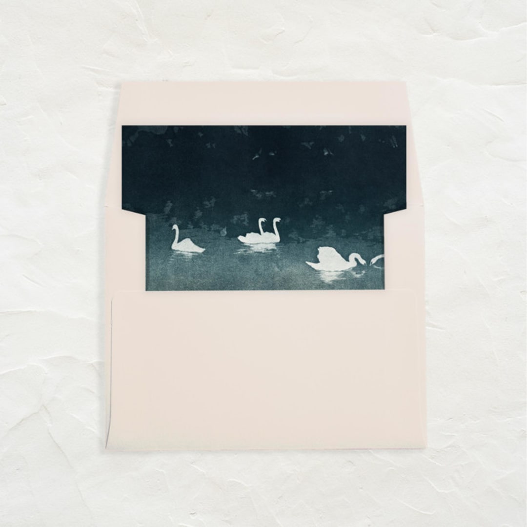 "A7 Fine Art Envelope Liners Square Flap // Swans (Set of 25)" - Envelope Liners in blue by Clover and Lamb