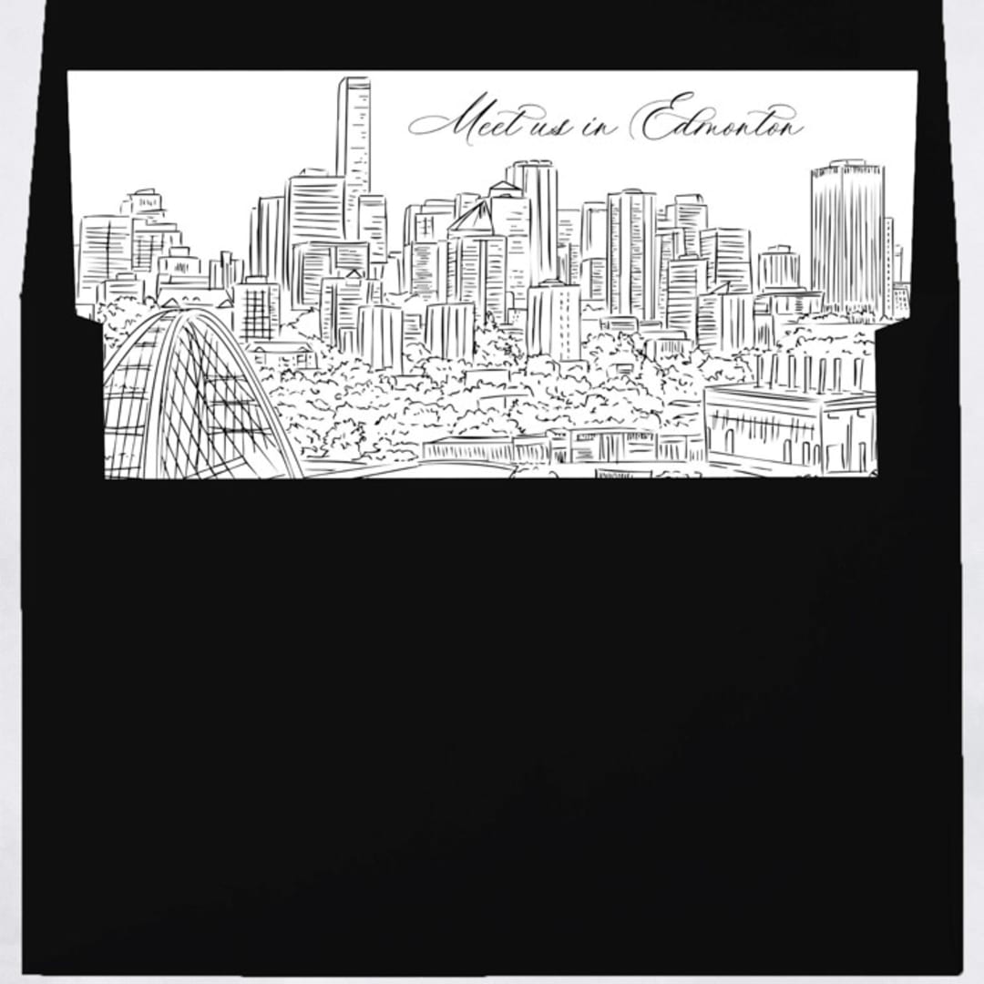 "Edmonton, Alberta, Canada Skyline Envelope Liner with custom text/saying | Set of 10 | For 5x7 Minted Square Flap Envelope" - Envelope Liners in white by Kimee Meyer