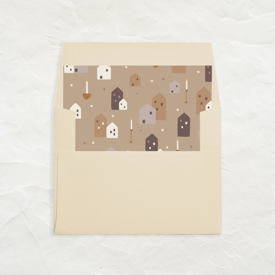"A7 Envelope Liners Square Flap // Christmas Village (Set of 25)" - Envelope Liners in brown by Clover and Lamb