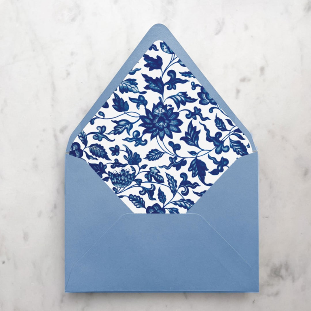 "A7 Envelope Liners Blue China Pattern (set of 10)" - Envelope Liners in blue by Design by Laney