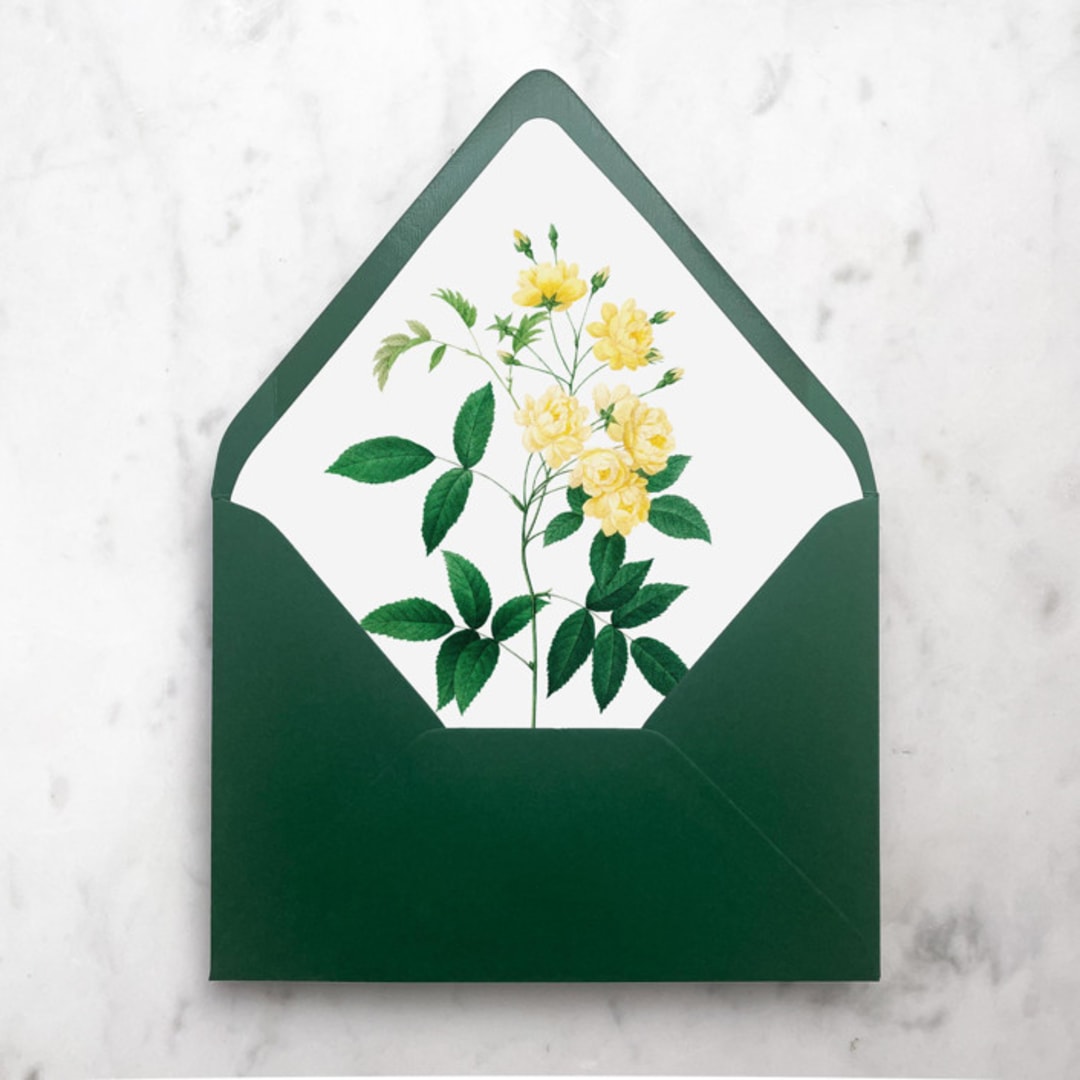 "A7 Envelope Liners Yellow Roses (set of 10)" - Envelope Liners in yellow by Design by Laney