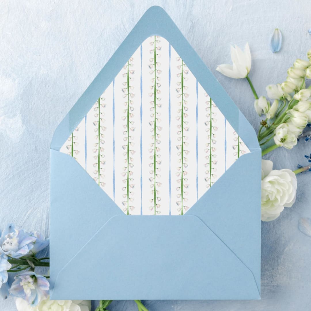 "Lily Envelope Liners | Lily of the Valley Watercolor Pattern (10 Pack)" - Envelope Liners in multicolorassorted-colors by Sterling Stripes