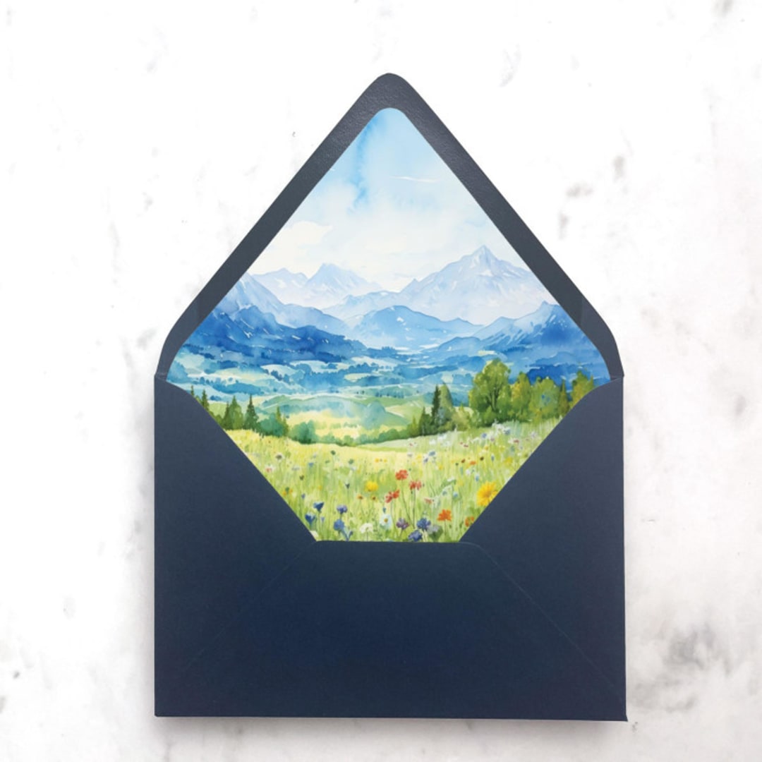 "A7 Envelope Liners Mountain Watercolor (set of 10)" - Envelope Liners in multicolor by Design by Laney