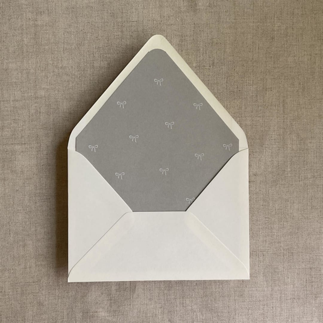 "Stone baby ribbon bows envelope liner for A7 euro flap envelope | pack of 10" - Envelope Liners in gray by Ivory Invitations