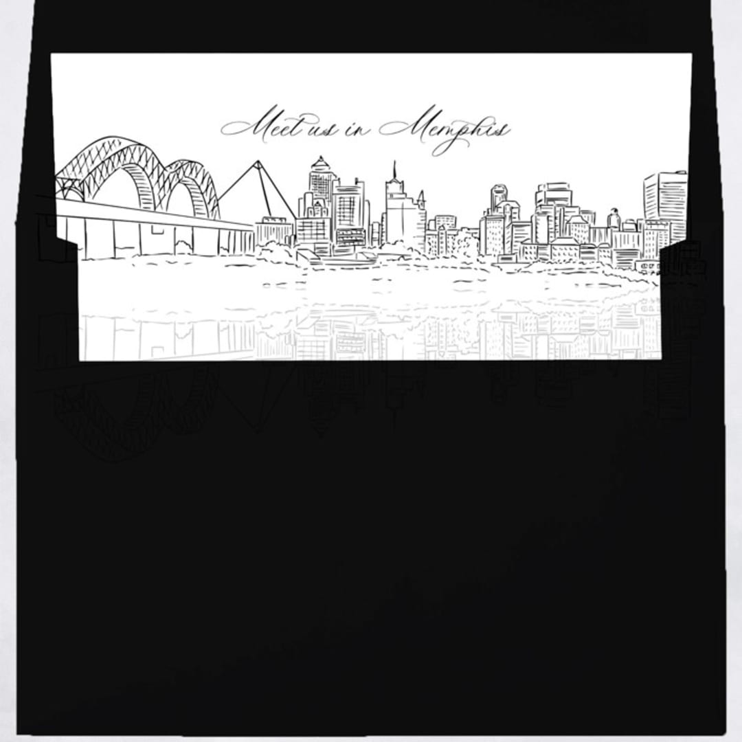 "Memphis Tennessee Skyline Envelope Liner with custom text/saying | Set of 10 | For 5x7 Minted Square Flap Envelope" - Envelope Liners in white by Kimee Meyer