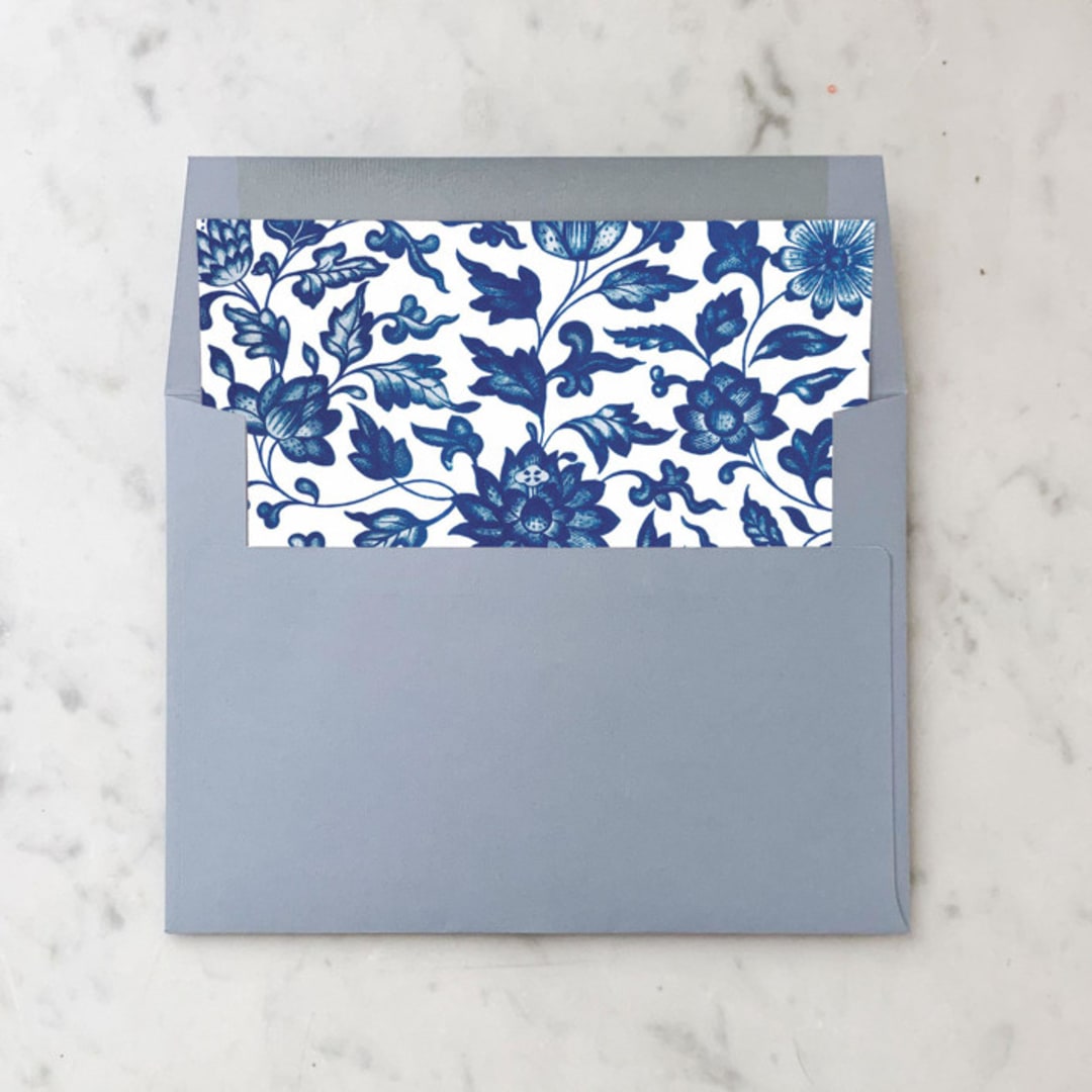 "A7 Envelope Liners Blue China Pattern Square Flap (set of 10)" - Envelope Liners in pink by Design by Laney