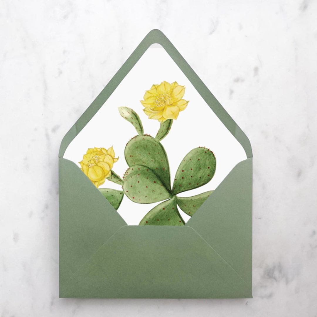 "A7 Envelope Liners Cactus Flower (set of 10)" - Envelope Liners in green by Design by Laney