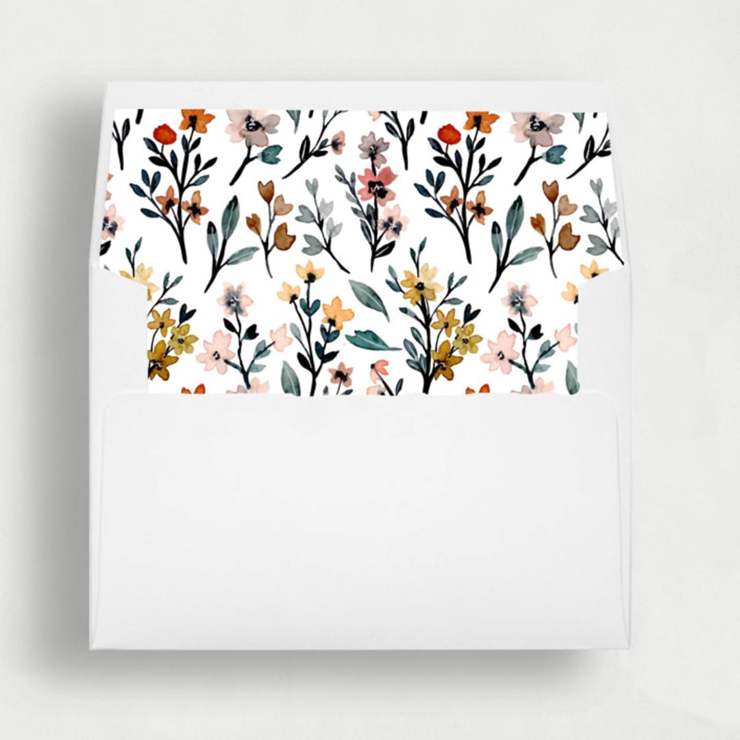 "Rustic Floral Liner | Set of 25 Square Envelope Liners" - Envelope Liners in multicolorassorted-colors by Nikki Turner