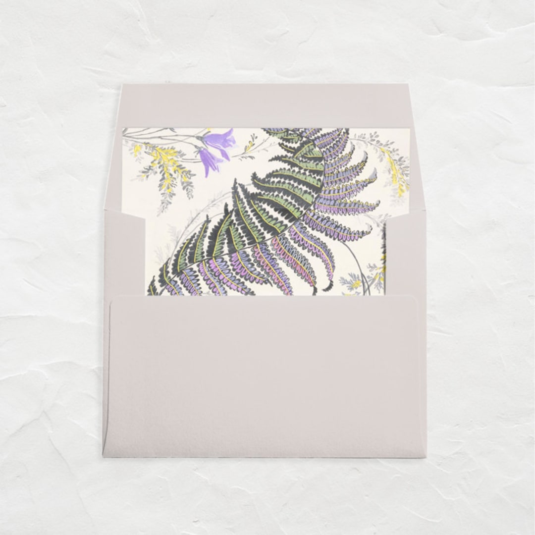 "A7 Liners Square Flap // Feather Ferns (Set of 25)" - Envelope Liners in purple by Clover and Lamb