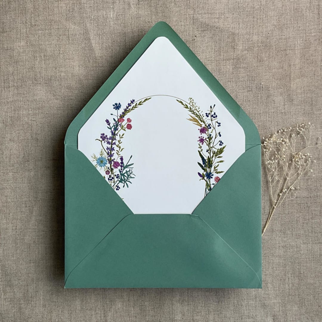 "Colorful English botanical garden envelope liner for A7 euro flap envelope | pack of 10" - Envelope Liners in multicolor by Ivory Invitations