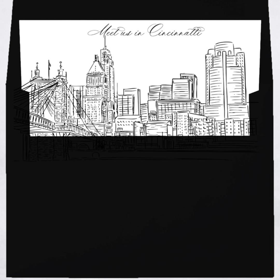 "Cincinnati Skyline Envelope Liner with custom text/saying | Set of 10 | For 5x7 Minted Square Flap Envelope" - Envelope Liners in white by Kimee Meyer