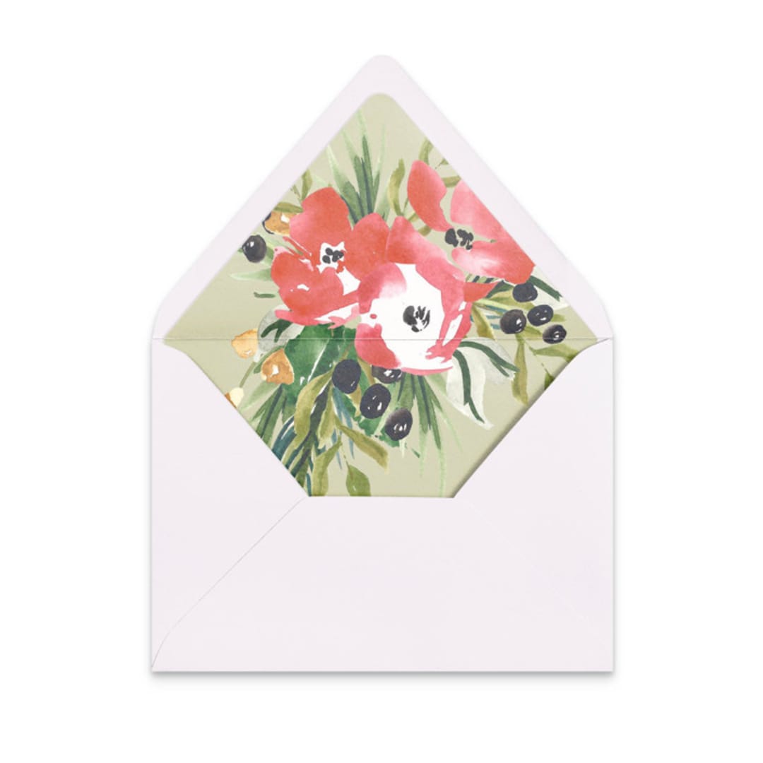Red Velvet Floral Envelope Liners | Set of 25 | For A7 envelopes