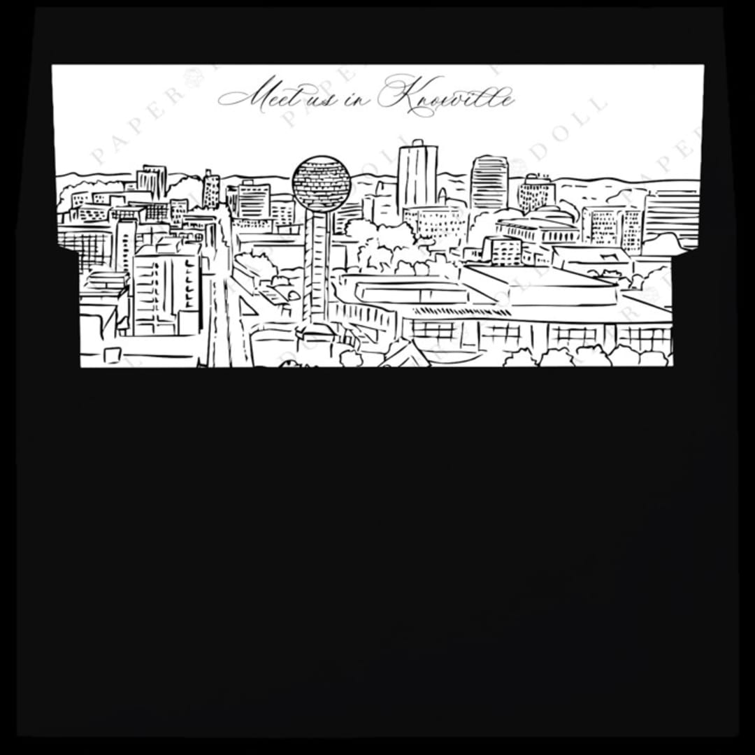 "Knoxville, Tennessee Skyline Envelope Liner with custom text/saying | Set of 10 | For 5x7 Minted Square Flap Envelope" - Envelope Liners in white by Kimee Meyer