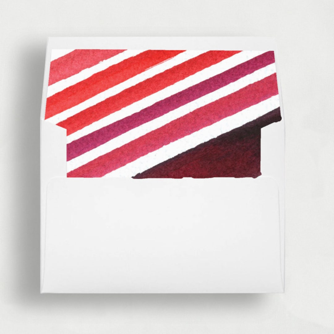 "Diagonal Candy Stripe Liner | Set of 25 Envelope Liners" - Envelope Liners in red by Nikki Turner