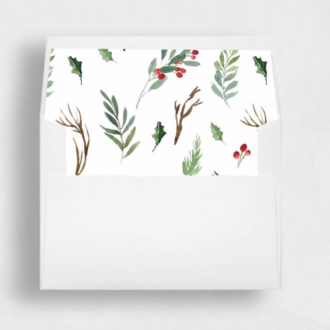"Christmas Greenery | Set of 25 Envelope Liners" - Envelope Liners in green by Nikki Turner