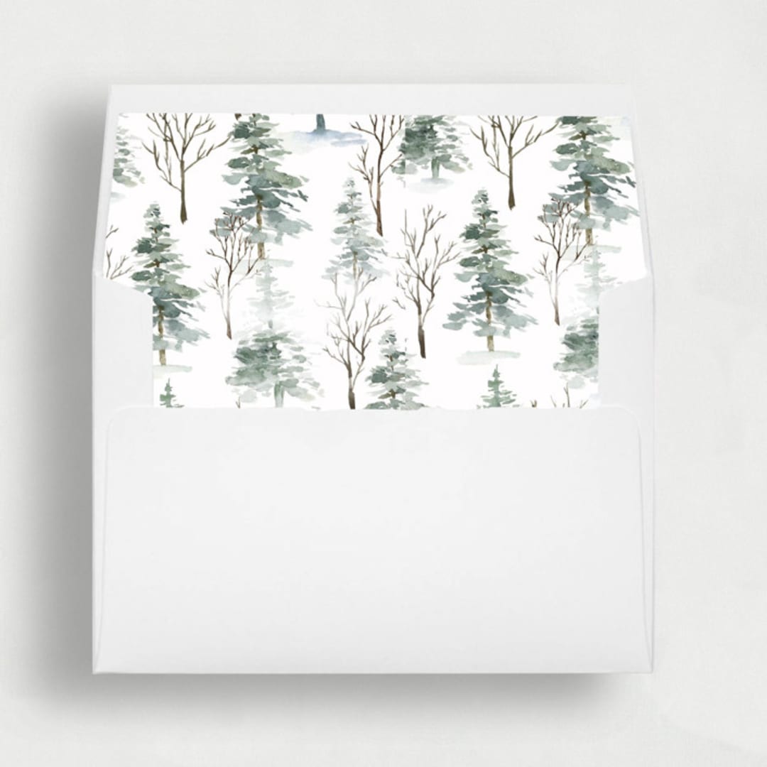 "Holiday Trees | Set of 25 Envelope Liners" - Envelope Liners in green by Nikki Turner