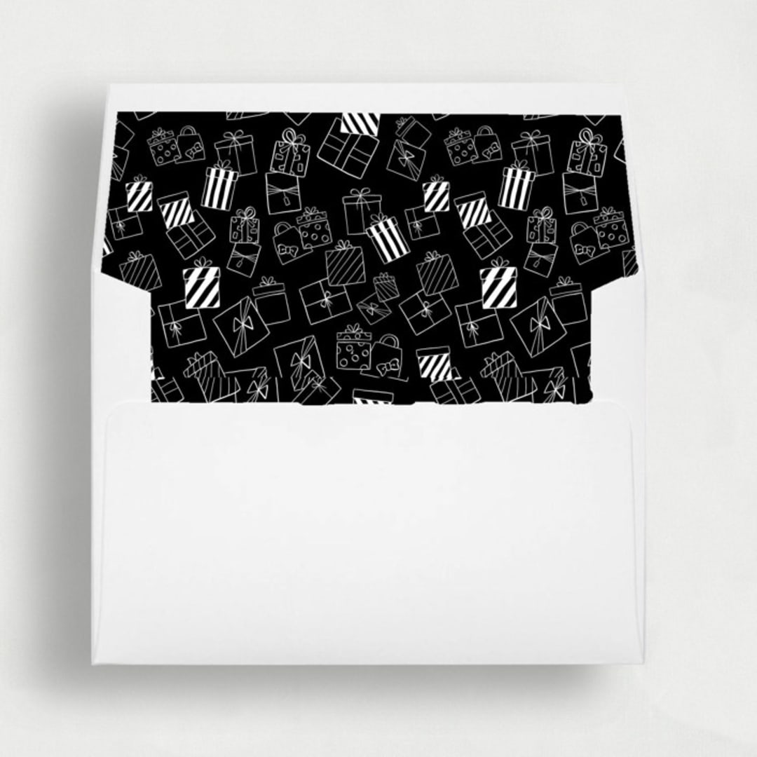 "Santa's Workshop: Whimsical Christmas Envelope Liners | Set of 25" - Envelope Liners in black by Nikki Turner