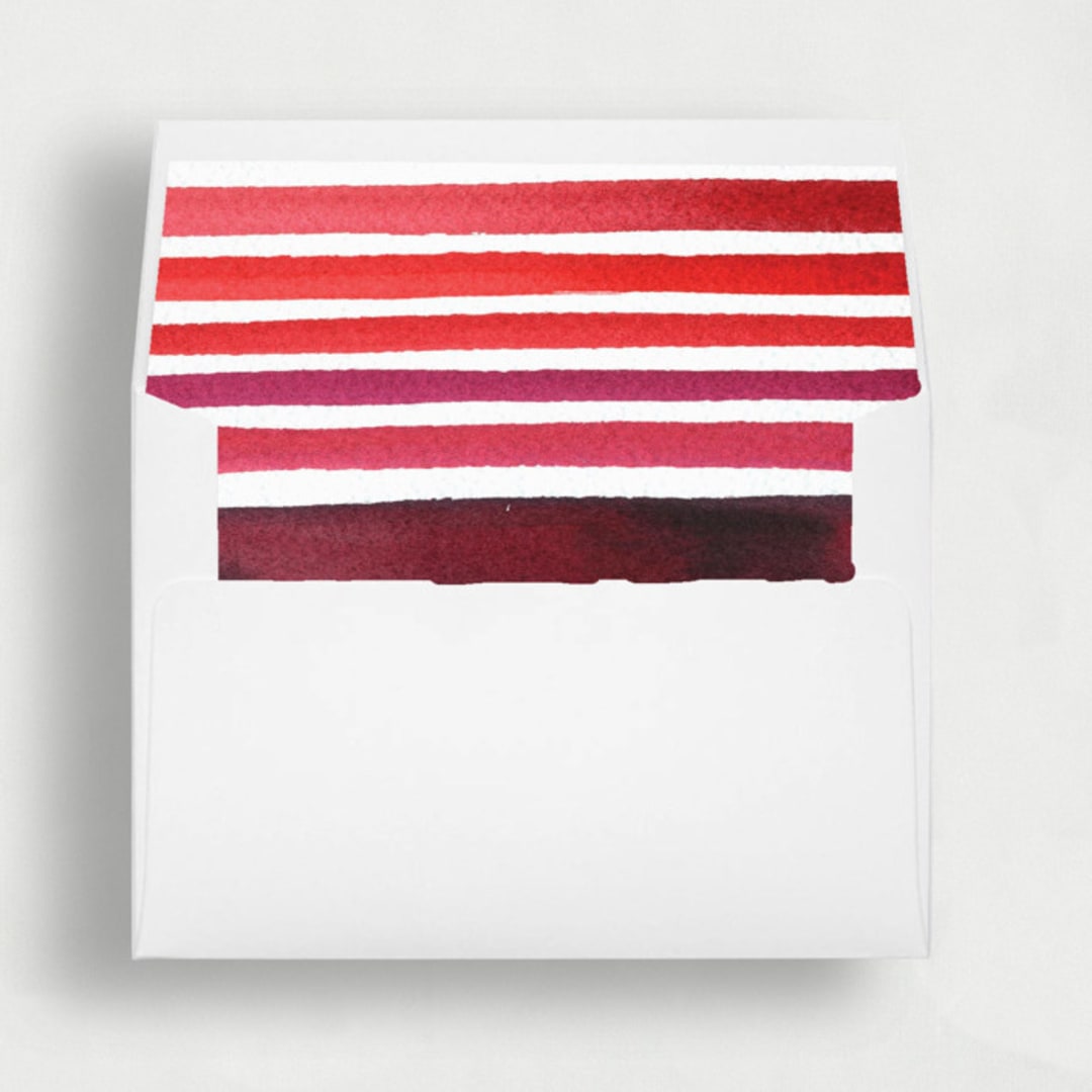 "Red Stripe Holiday Liner | Set of 25 Envelope liners" - Envelope Liners in red by Nikki Turner