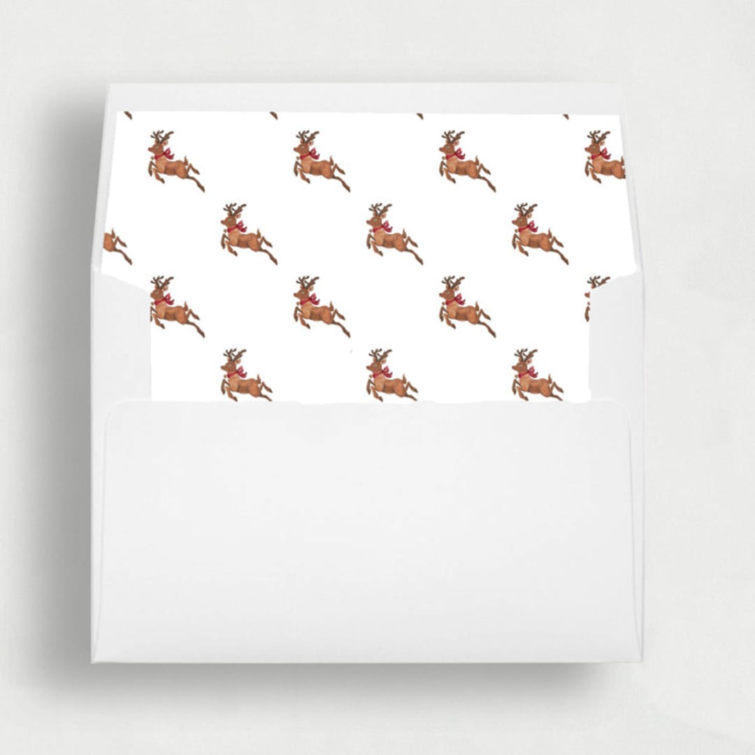 "Reindeer Revelry: Enchanting Christmas Envelope Liners | Set of 25" - Envelope Liners in brown by Nikki Turner