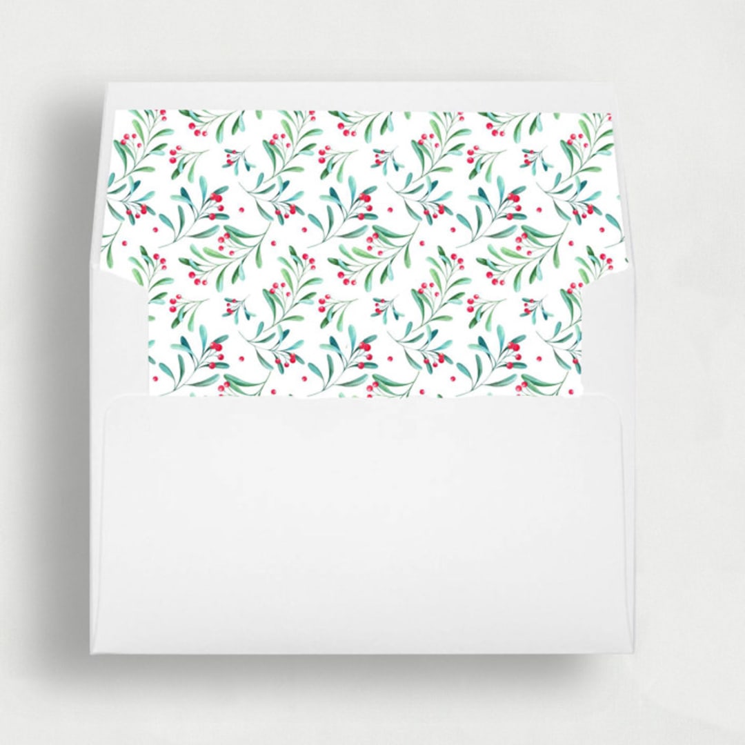 "Frosted Florals: Delicate Christmas Envelope Liners | Set of 25" - Envelope Liners in green by Nikki Turner