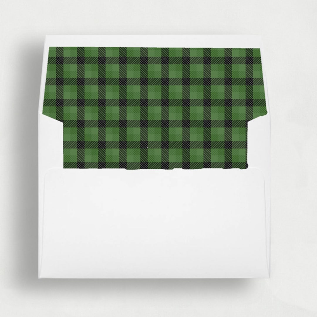 "Plaid Perfection: Green Christmas Envelope Liner | Set of 25" - Envelope Liners in green by Nikki Turner
