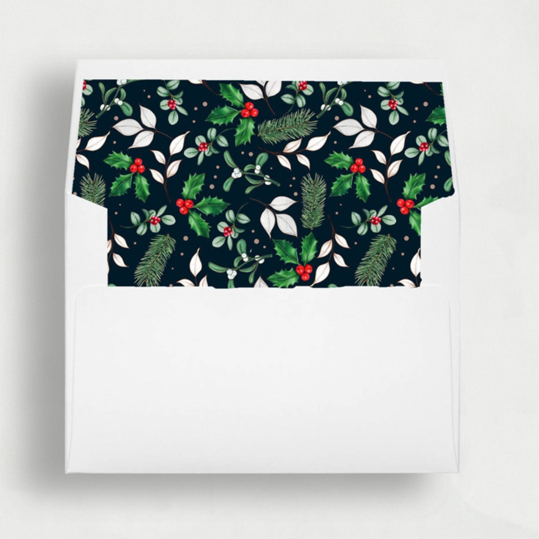 "Holly Berry Bliss | Set of 25 Christmas Envelope Liners" - Envelope Liners in multicolor by Nikki Turner