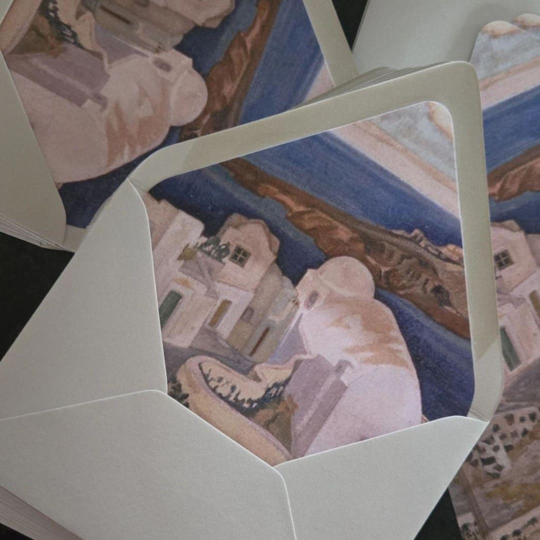 "Santorini Greece Envelope Liner, Pack of 25" - Envelope Liners in multicolorassorted-colors by Studio Lavender