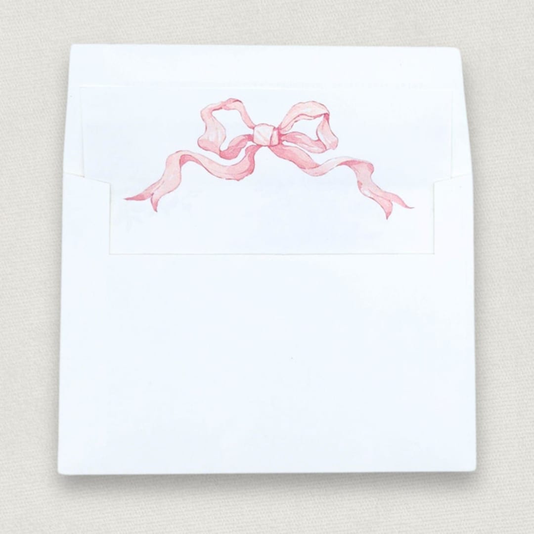 "A7 Coquette Pink Bow Envelope Liners (Set of 10)" - Envelope Liners in pink by Caroline Russo