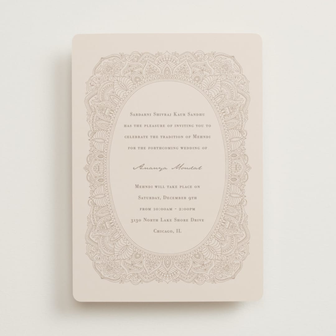 "Extravagant" - Mehndi Invitations in Natural by Jessie Steury - Front