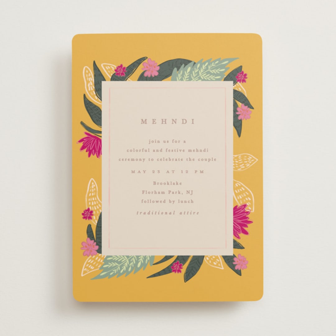 "Phool Bahar" - Mehndi Invitations in Patta by Creo Study - Front