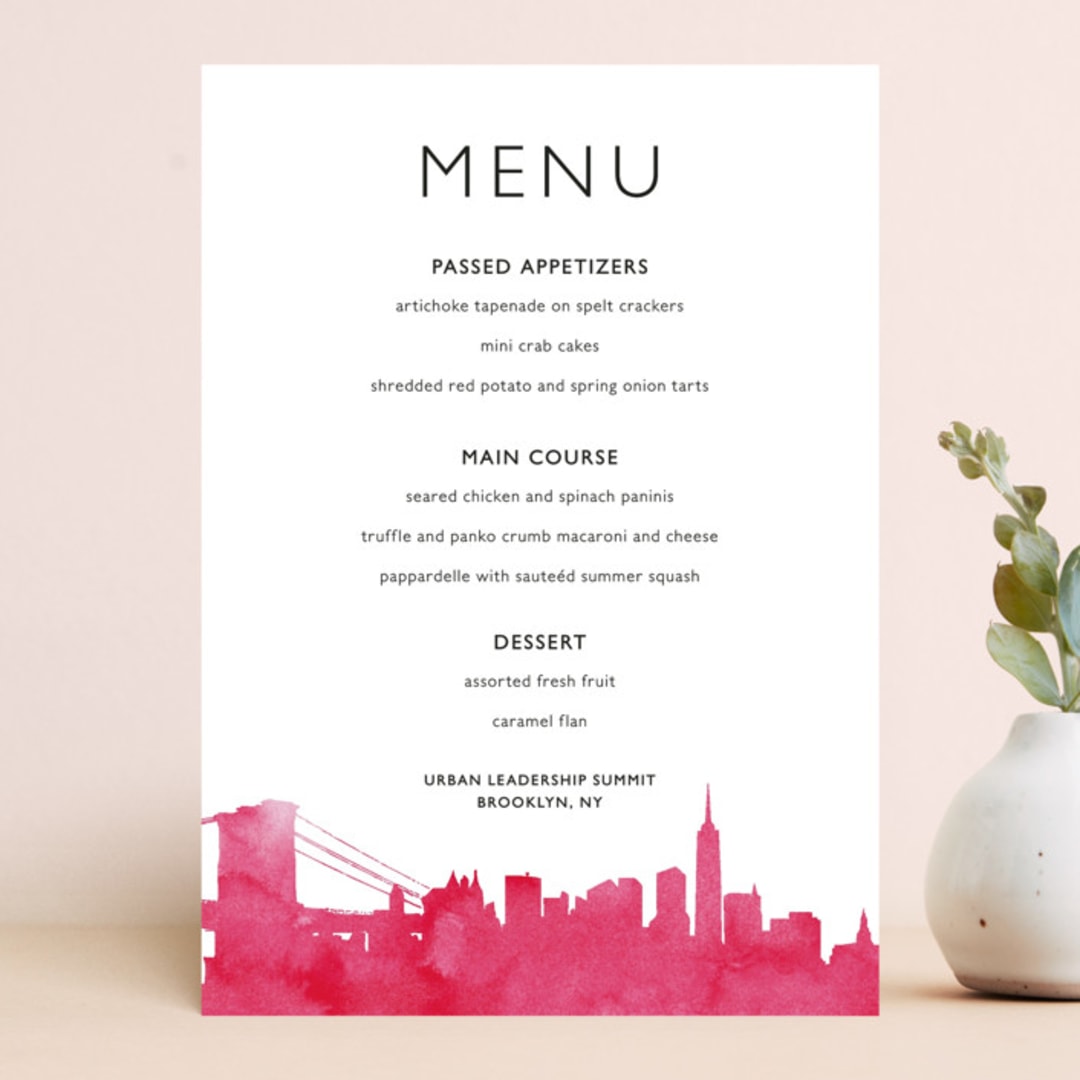 "Skyline -New York" - Menus in Fuchsia by Laura Condouris - Front