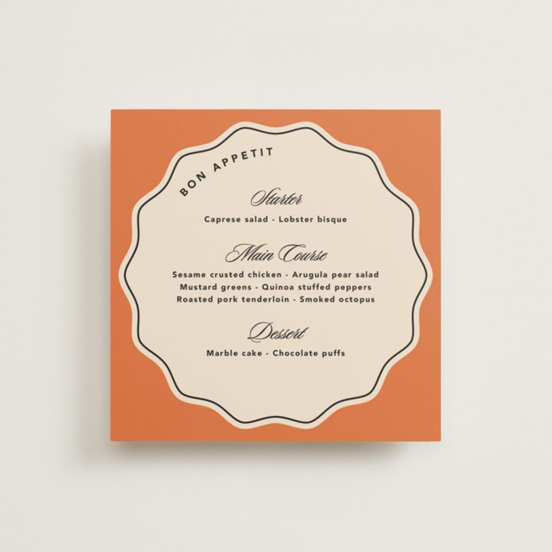 "Wavy chic" - Menus in Amber by Creo Study - Front
