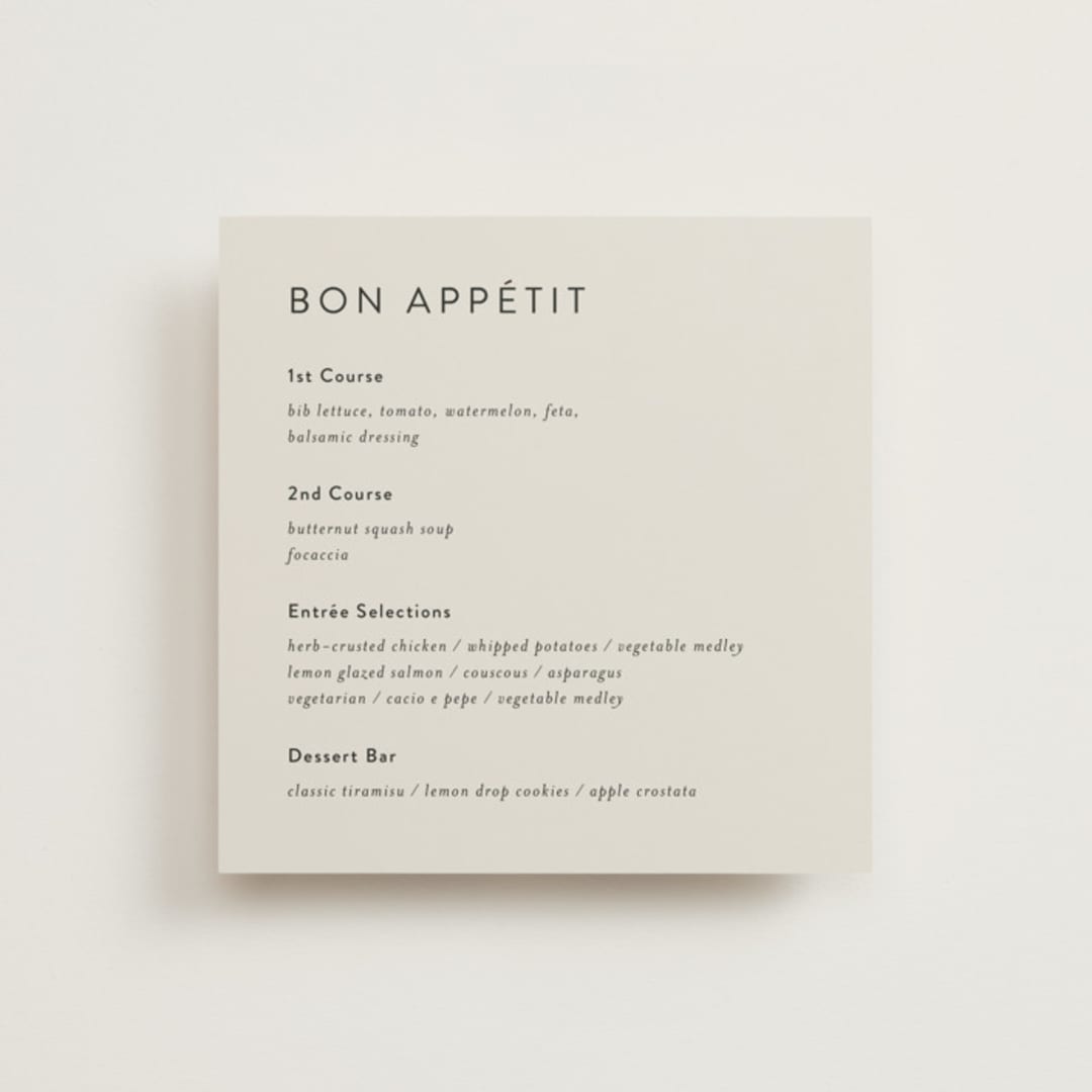 "First Look" - Menus in Ash by Kelly Williams - Front