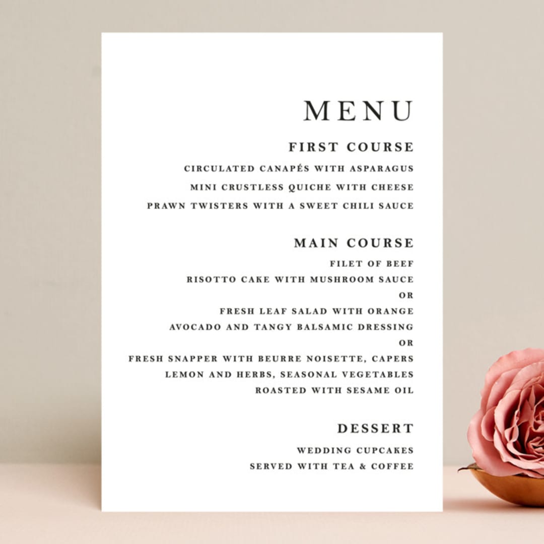 "Sophistotype" - Menus in Sea Salt by Snow and Ivy - Front