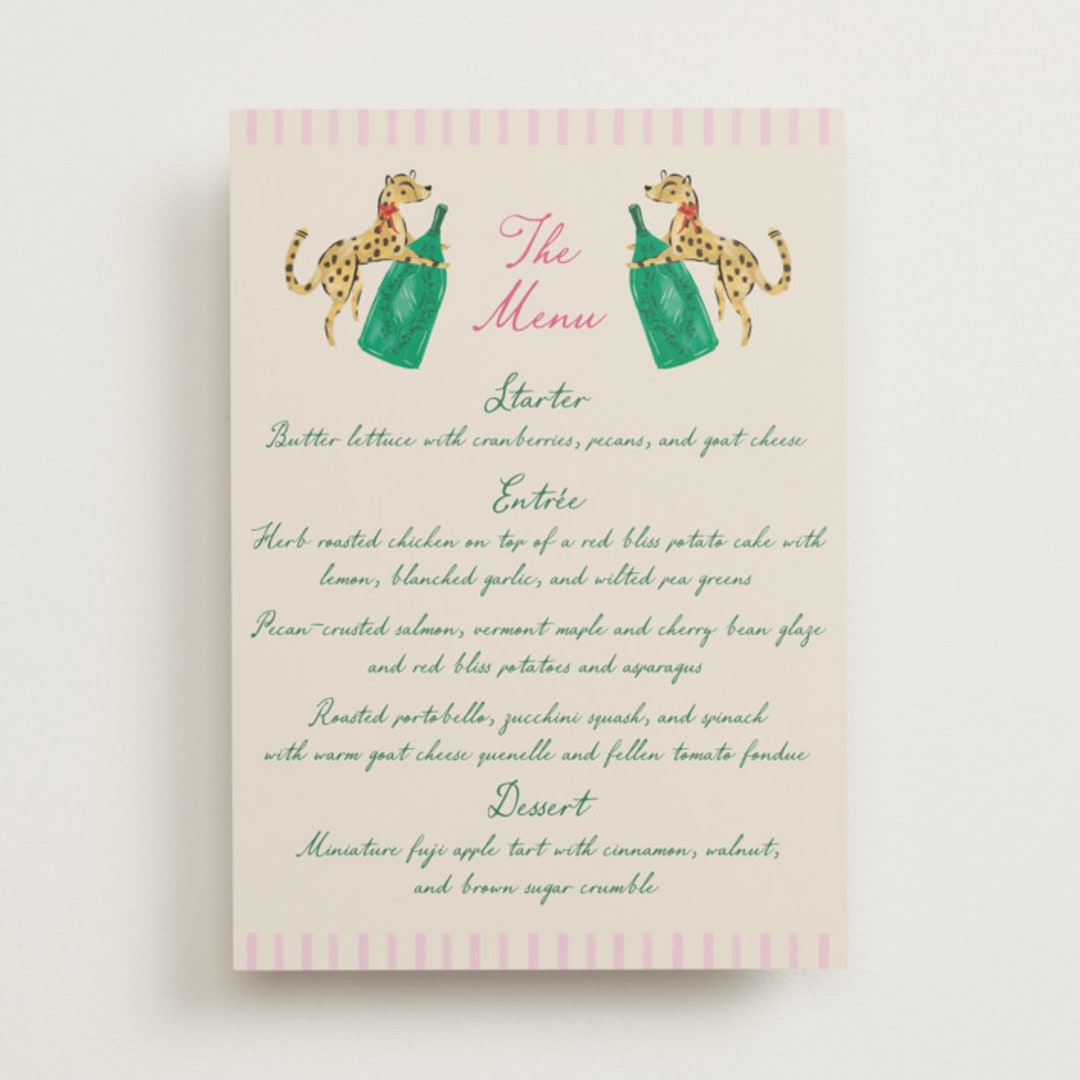 "Whimsical Hand Illustrated Crest" - Menus in Peony by Jackie Crawford - Front