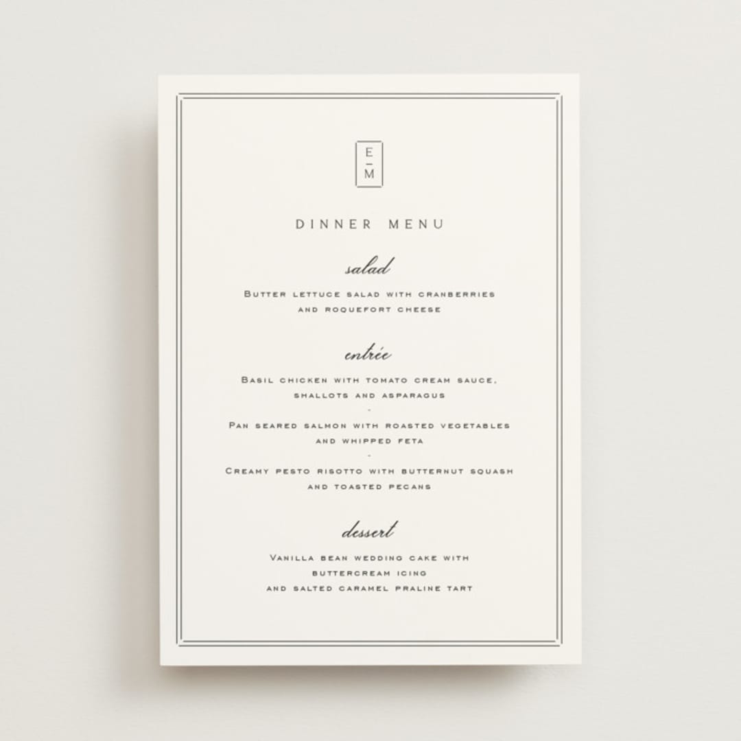 "Stripe Bevel" - Menus in Salt by Amy Kross - Front