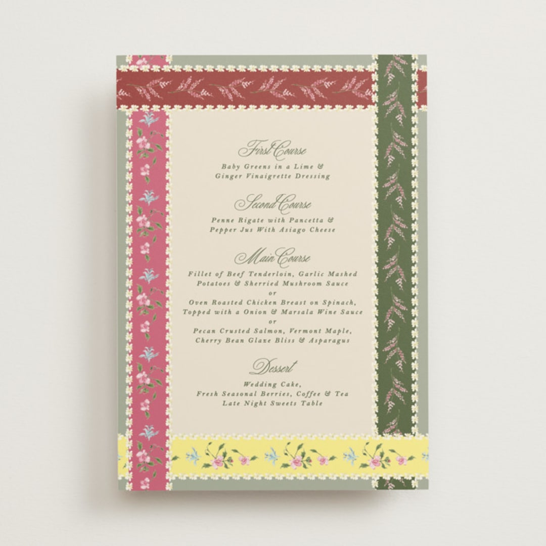"whimsey floral" - Menus in English Garden by Phrosné Barwood - Front