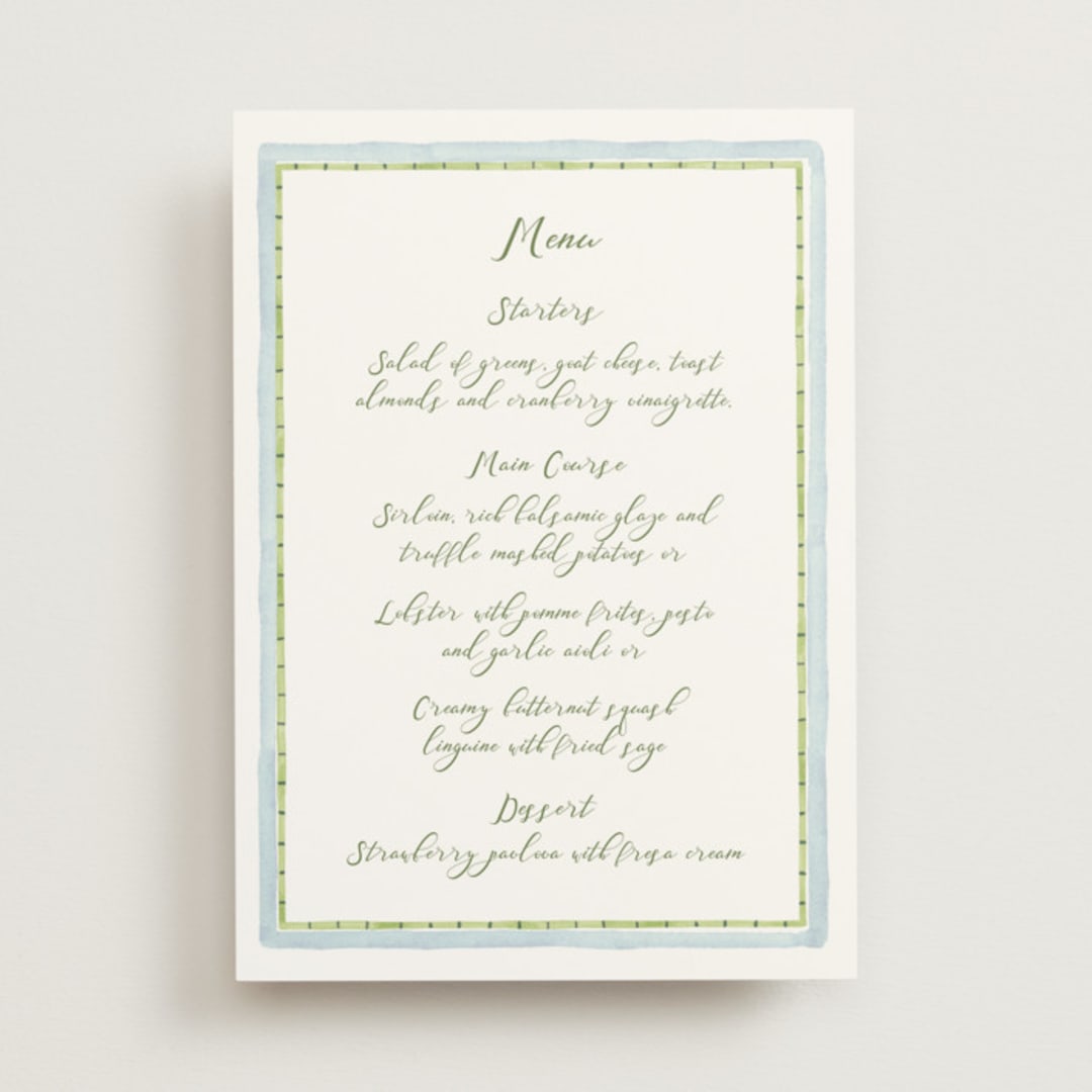 "Alento" - Menus in Celeste by Pati Cascino - Front