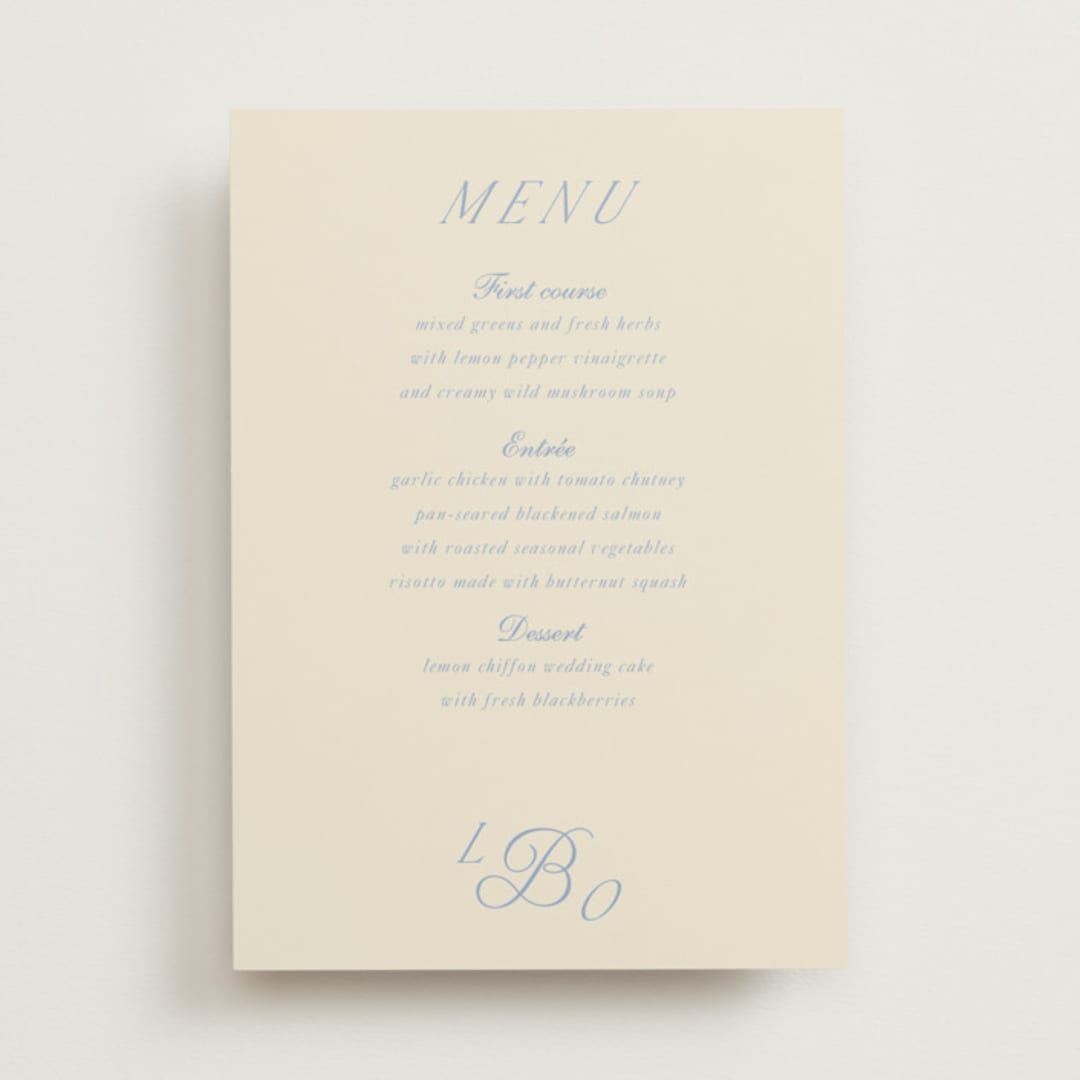 "Luxe" - Menus in Ocean by Baumbirdy - Front