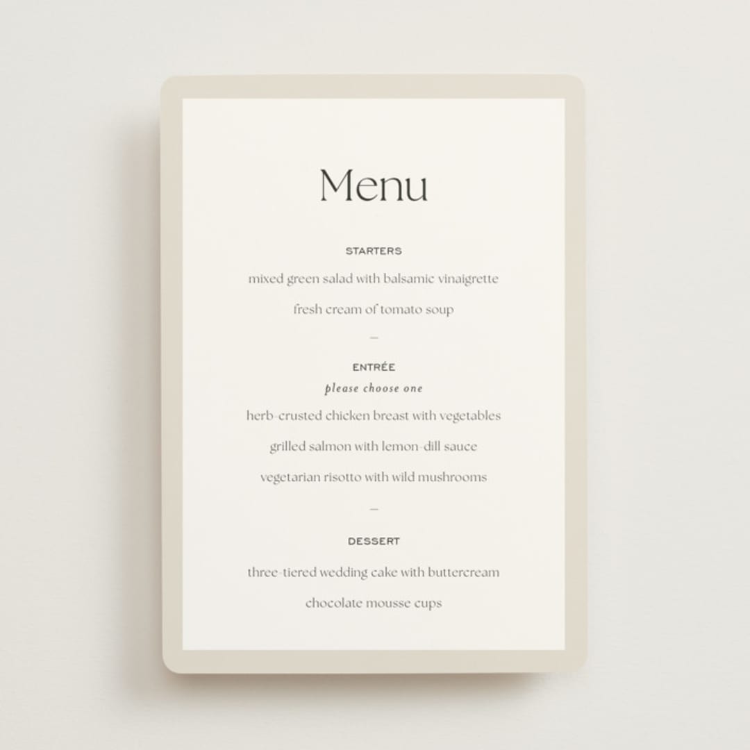 "monogram edit" - Menus in Sandstone by Sara Hicks Malone - Front