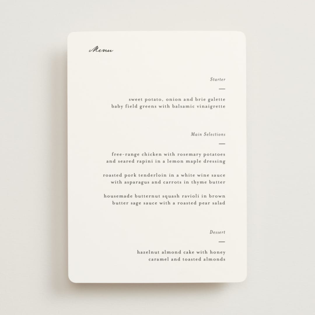 "Tuscany" - Menus in Ink by Blustery August - Front